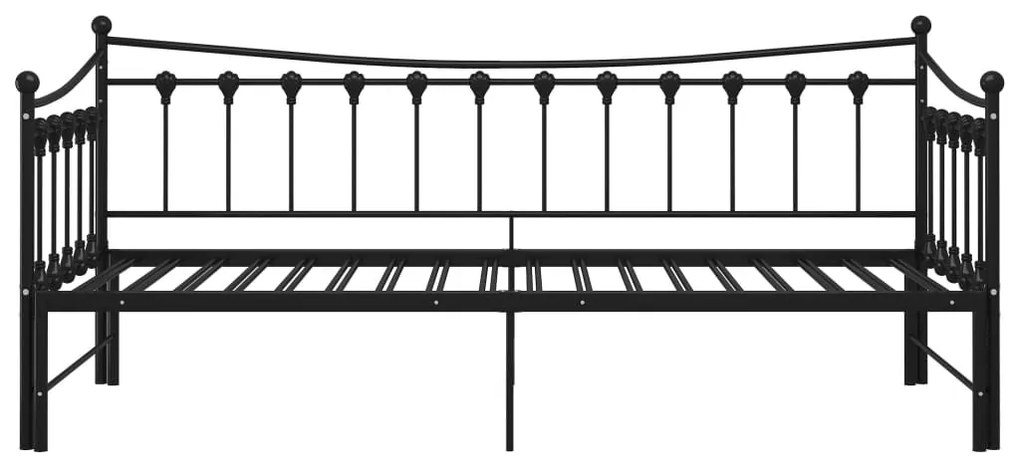 Cadru pat canapea extensibila, negru, 90x200 cm, metal Negru