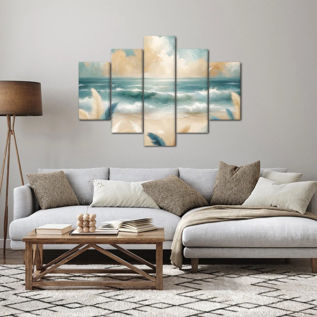 Tablou – Plajă pictată în culori delicate (150x105 cm)