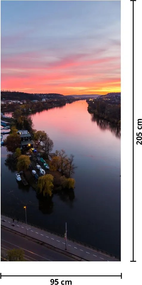 Fototapet pentru ușă - Praga noaptea (95x205cm)