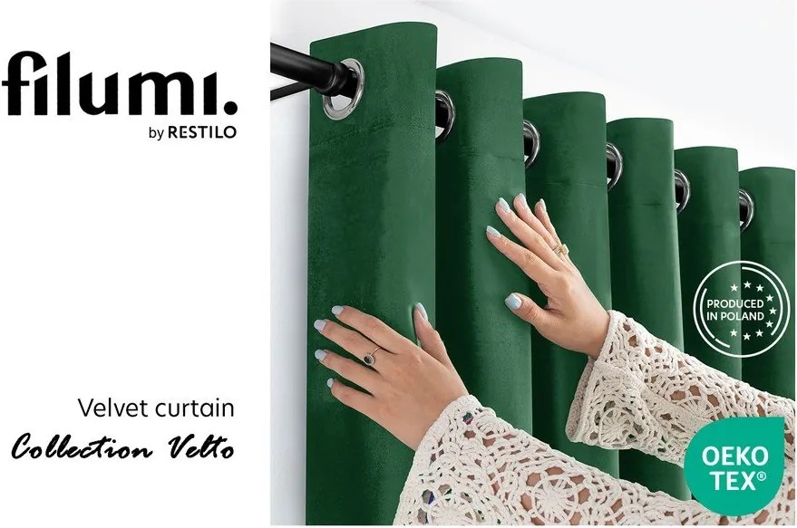 Draperie verde dimout (semi-opacă) din catifea 530x250 cm Velto – Filumi