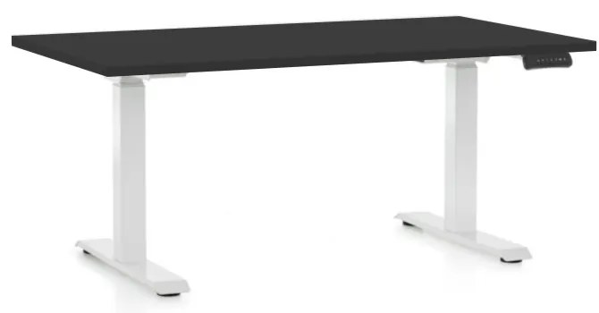 Masa inaltime reglabila OfficeTech C, 120 x 80 cm, bază albă, negru