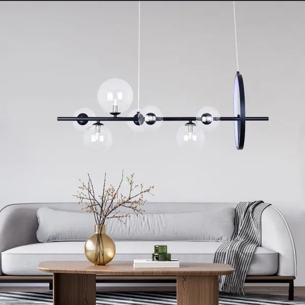 Lustră LED pe cablu HYBRID LED/15W/230V + 7xG9/6W 4000K negru