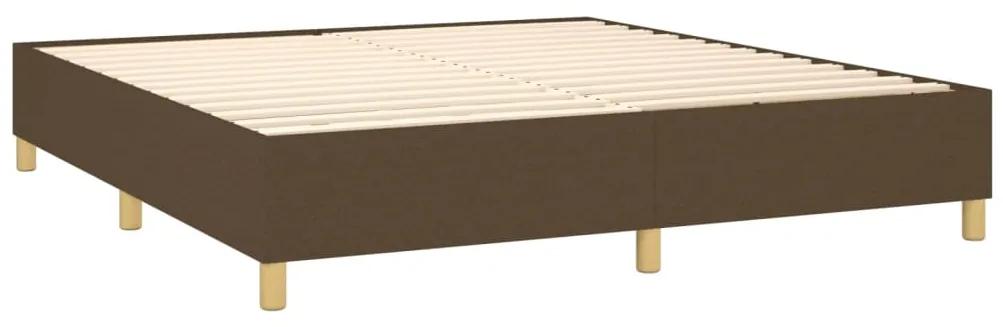 Pat box spring cu saltea, maro inchis, 160x200 cm, textil Maro inchis, 35 cm, 160 x 200 cm