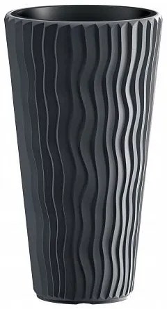 Ghiveci decorativ de flori, rotund, inalt, antracit, 29.7x53.1 cm, Sandy