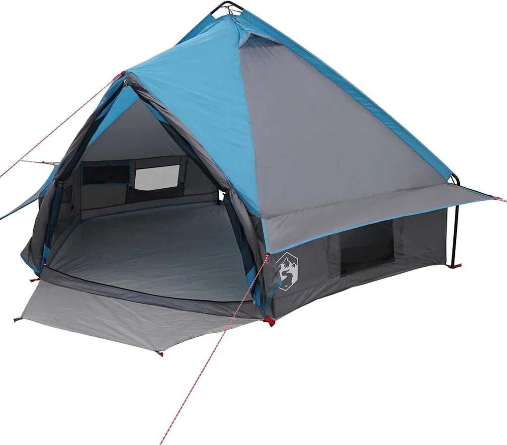 vidaXL Cort Teepee pentru 4 Persoane cu acoperiș Albastru și Gri