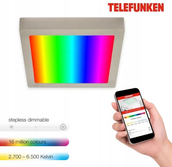 Plafonieră LED RGBW Telefunken 309602TF LED/18W/230V 2700-6500K Wi-Fi Tuya