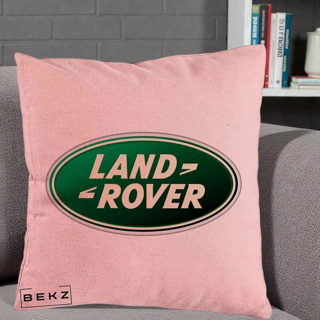 Perna Personalizata cu emblema Land Rover, 40x40 cm, Roz, Husa Detasabila, Perna Inclusa, BEKZ®