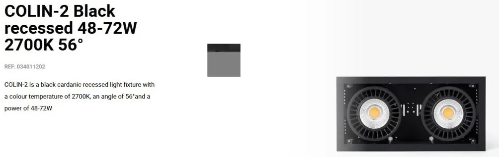 Spot LED incastrabil COLIN-2 Black recessed 48-72W 2700K 56°