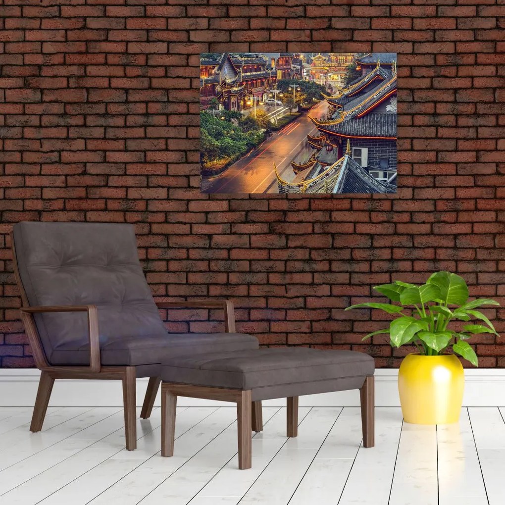 Tablou pe sticlă - Qintai Road, Chengdu, China (70x50 cm)