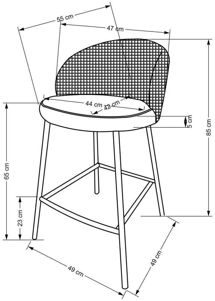 Scaun de bar Bertold, negru