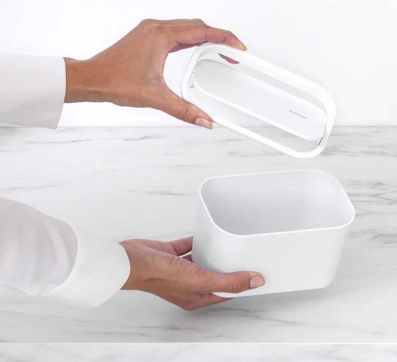 Cos de gunoi mini Brabantia MindSet 1005689, Acoperire minerala, Capac pivotant, Alb