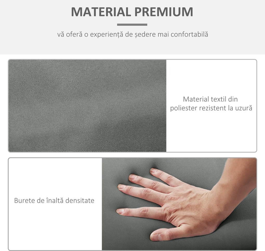 Outsunny Set 2 Perne pentru Scaune de Exterior cu Curele, Perne de Exterior Umplute cu Bumbac și Poliester, pentru Șezlonguri, Fotolii de Grădină, 196x55x8 cm, Gri Închis | Aosom Romania