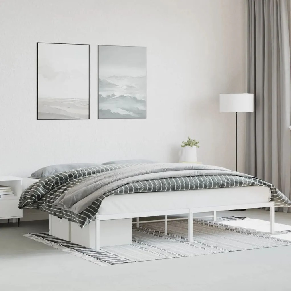 vidaXL Cadru pat metalic, alb, 193x203 cm