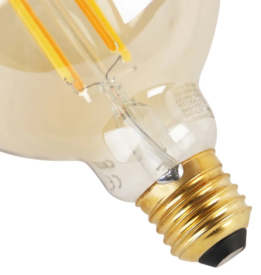 Set de 3 becuri LED inteligente E27 cu reglare a luminozității la cald G95 Goldline 7W 806lm 1800K - 3000K