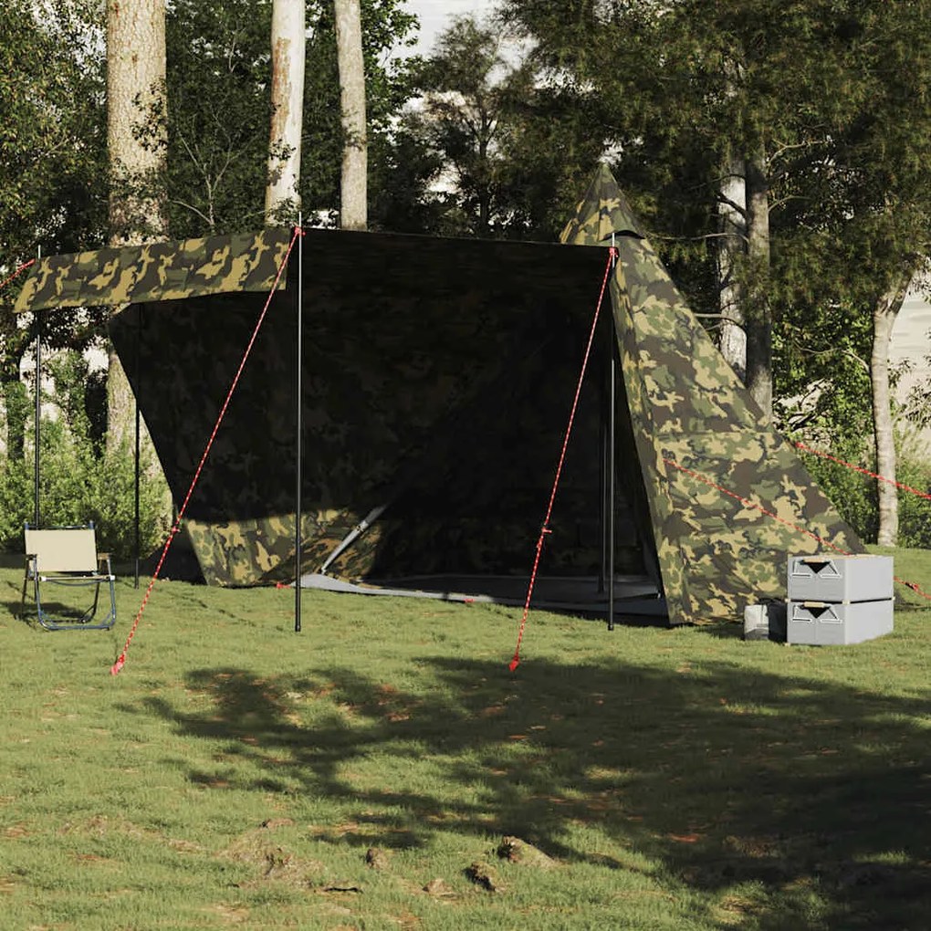 vidaXL Cort de familie Tipi pentru 8 persoane, camuflaj, impermeabil