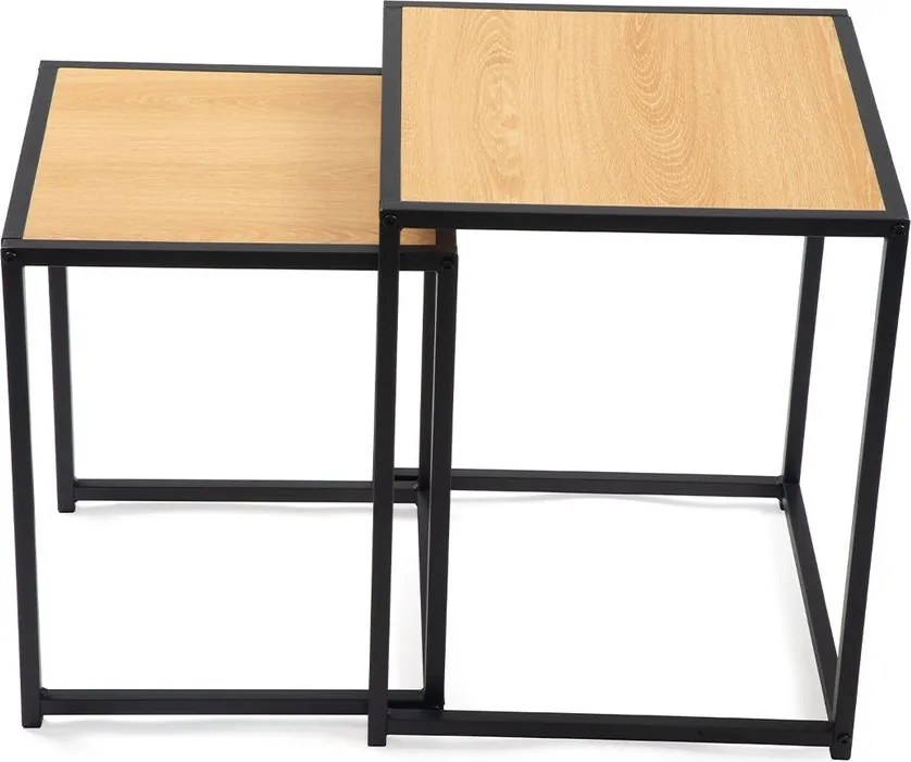 Măsuțe auxiliare 2 buc. cu aspect de lemn de stejar 38x38 cm Noah – Bonami Essentials