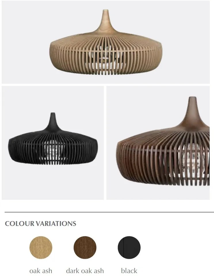 Abajur realizat manual din lemn Clava Dine Wood - dark oak ash 2344 VTC