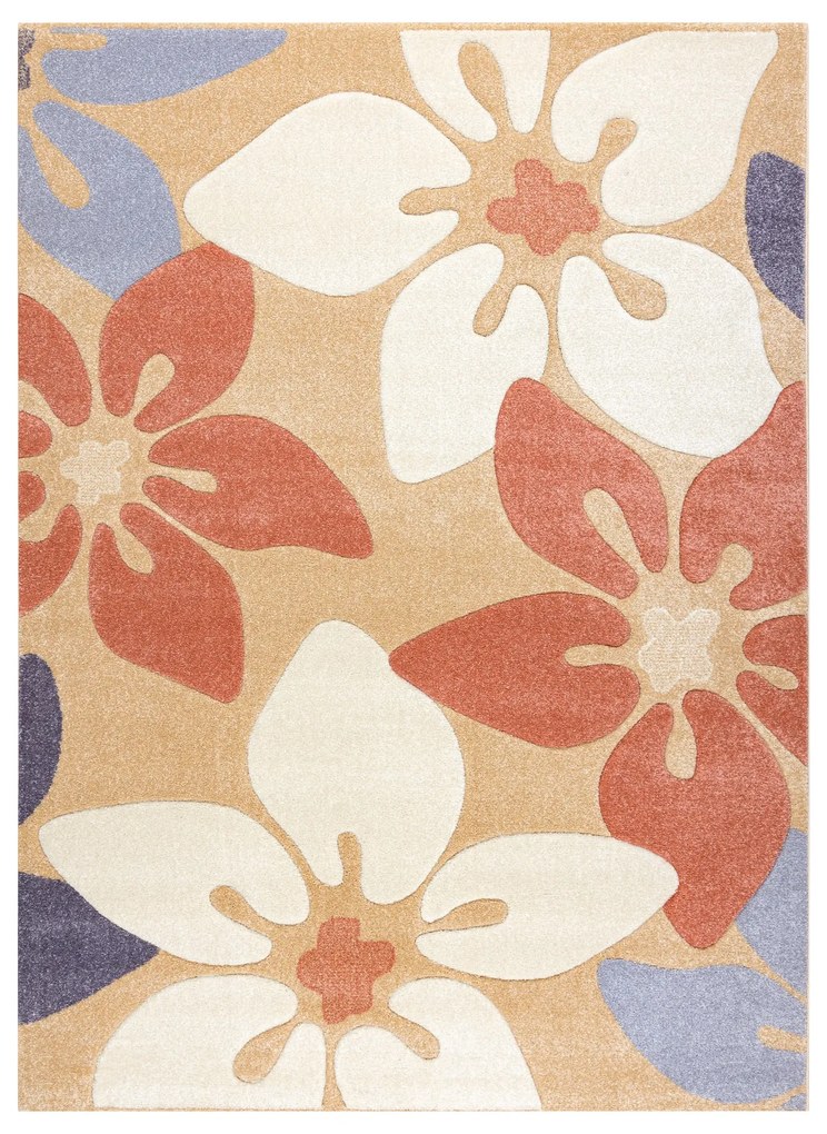 Covor Feel 1602/17911 Flori bej/teracotă/violet