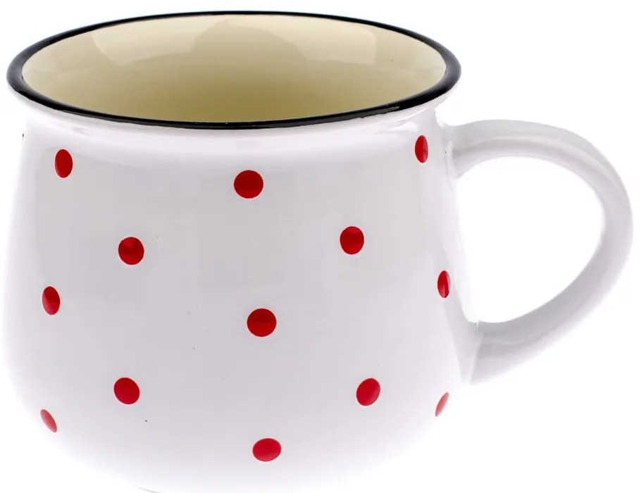 Cană din ceramică Dakls Happy Time, 770 ml, alb-roșu
