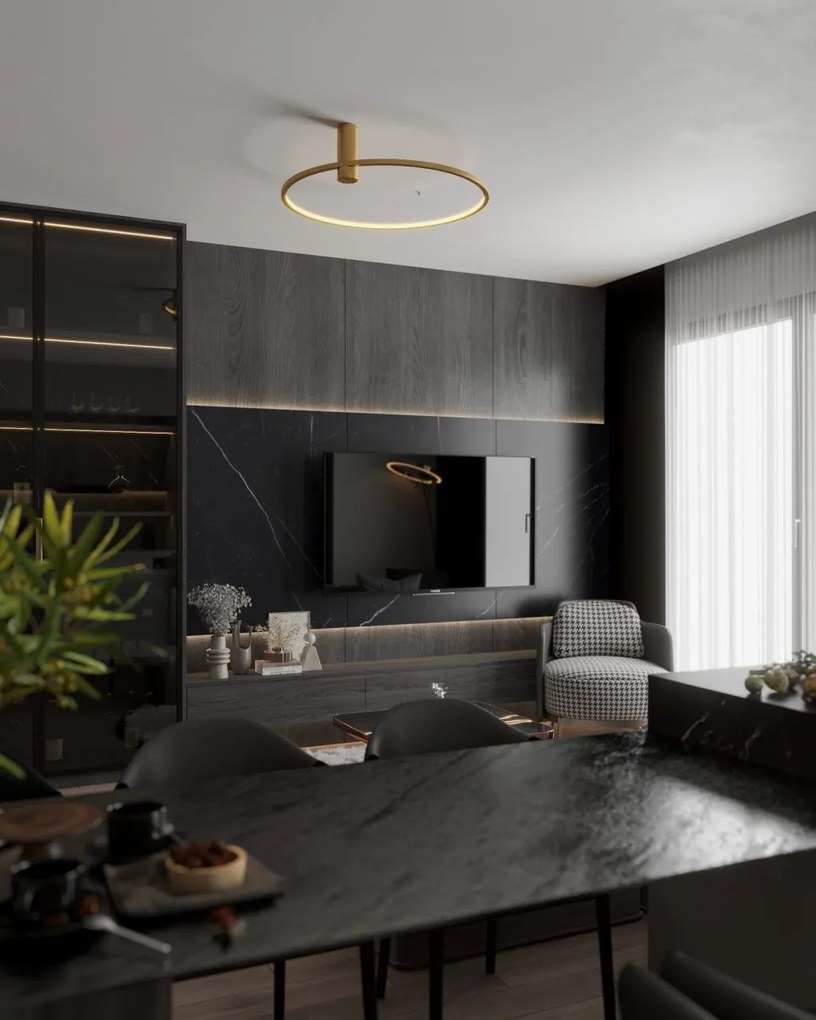 Lustra LED aplicata design circular Queen 60cm