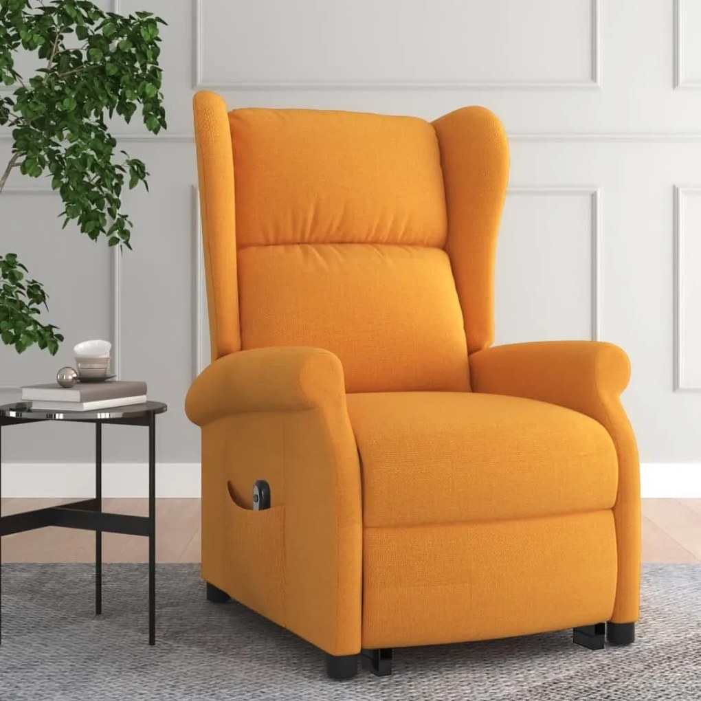 3098120 vidaXL Fotoliu cu spătar rabatabil cu ridicare, galben deschis, textil