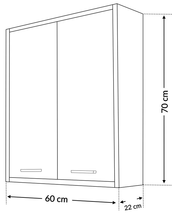 Dulap suspendat Nerva 60 cu 2 uși, ulm rauna