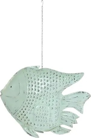 Decorațiune de perete tip pește, stil marin, culoare albastru deschis, din metal, „Blue Reef”