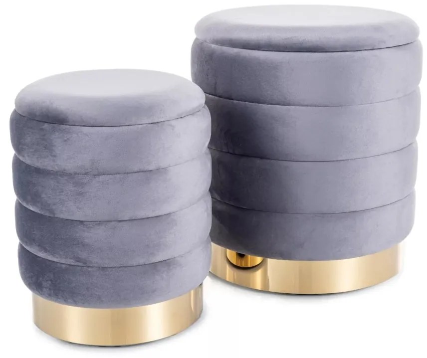 Set 2 tabureti Britta velvet gri Tap.252
