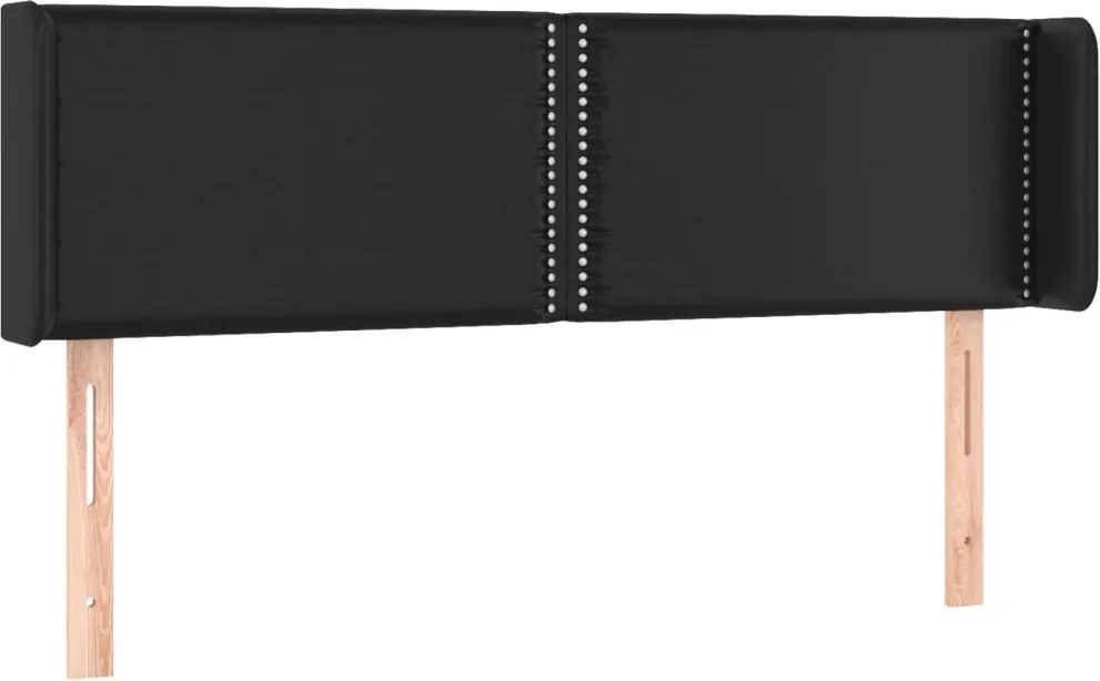 vidaXL Tăblie de pat cu aripioare negru 147x16x78/88cm piele ecologică