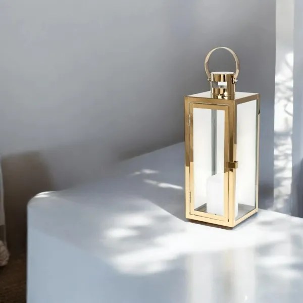 Felinar decorativ auriu, 49 cm