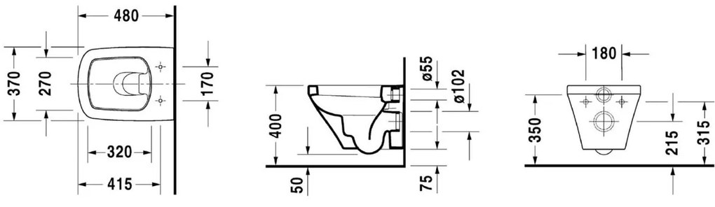 Duravit DuraStyle vas wc cu capac soft-close agatat fara margine alb 45710900A1