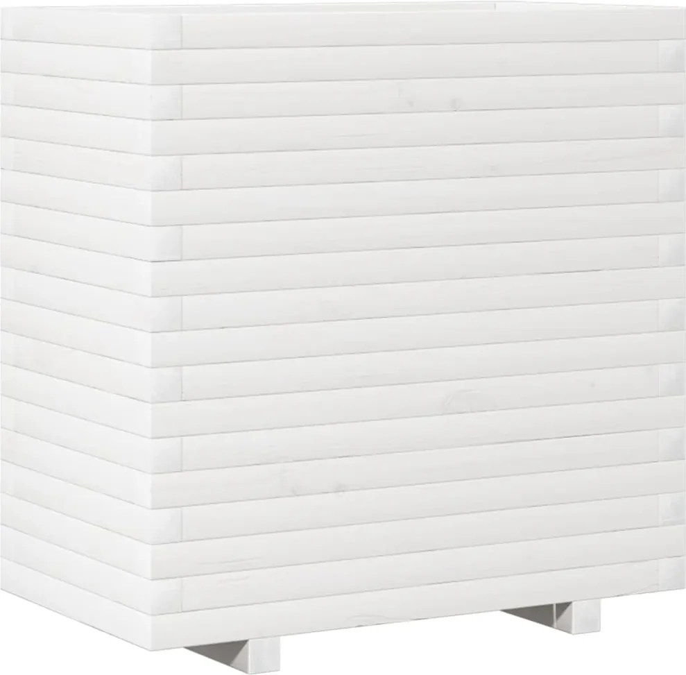 vidaXL Jardinieră de grădină, alb, 70x40x72 cm, lemn masiv de pin