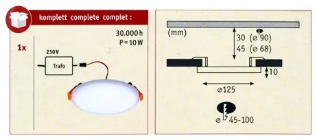 Paulmann 92391 - LED/8,5W IP44 Lampă încastrată baie VARIFIT 230V