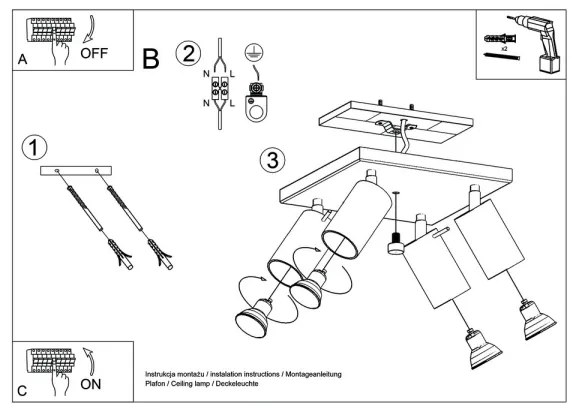 Lampă spot RING 4 4xGU10/40W/230V negru