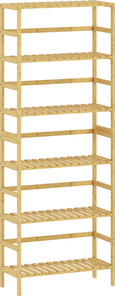 HOMCOM Raft de bambus cu 6 niveluri, cu rafturi reglabile, 60x26x161 cm | Aosom Romania