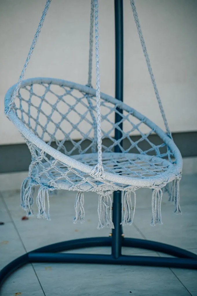 Fotoliu suspendant gri KOLUMBIA cu suport