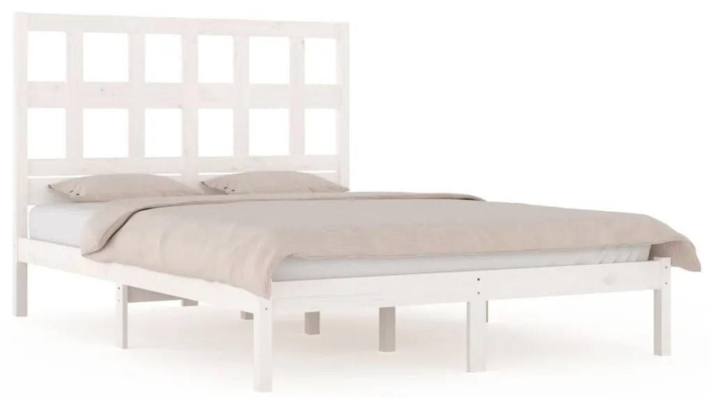 3104479 vidaXL Cadru de pat, alb, 140x200 cm, lemn masiv de pin