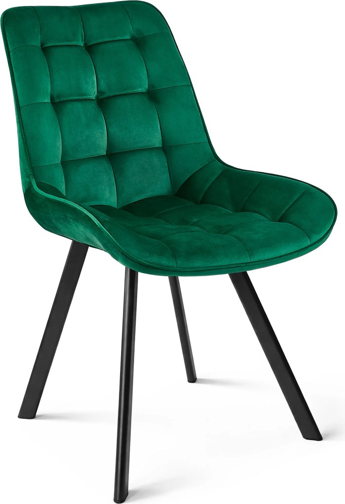 Scaun de masa SORIA VELVET cu picioare negre, verde
