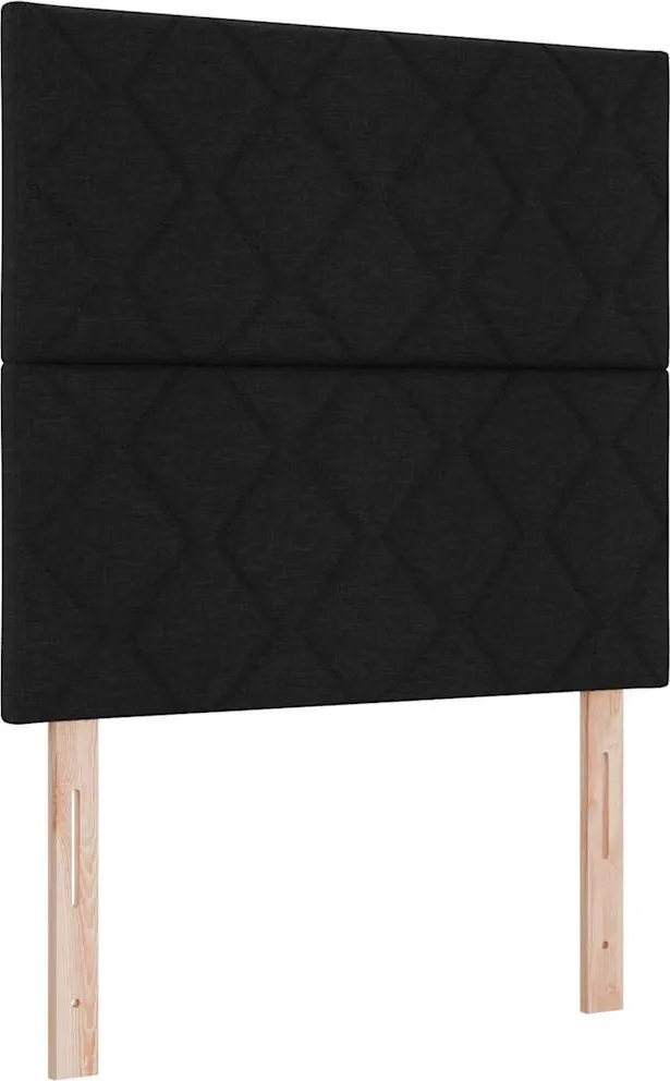 vidaXL Pat cu arc LED cu saltea Negru 120 x 190 cm țesătură