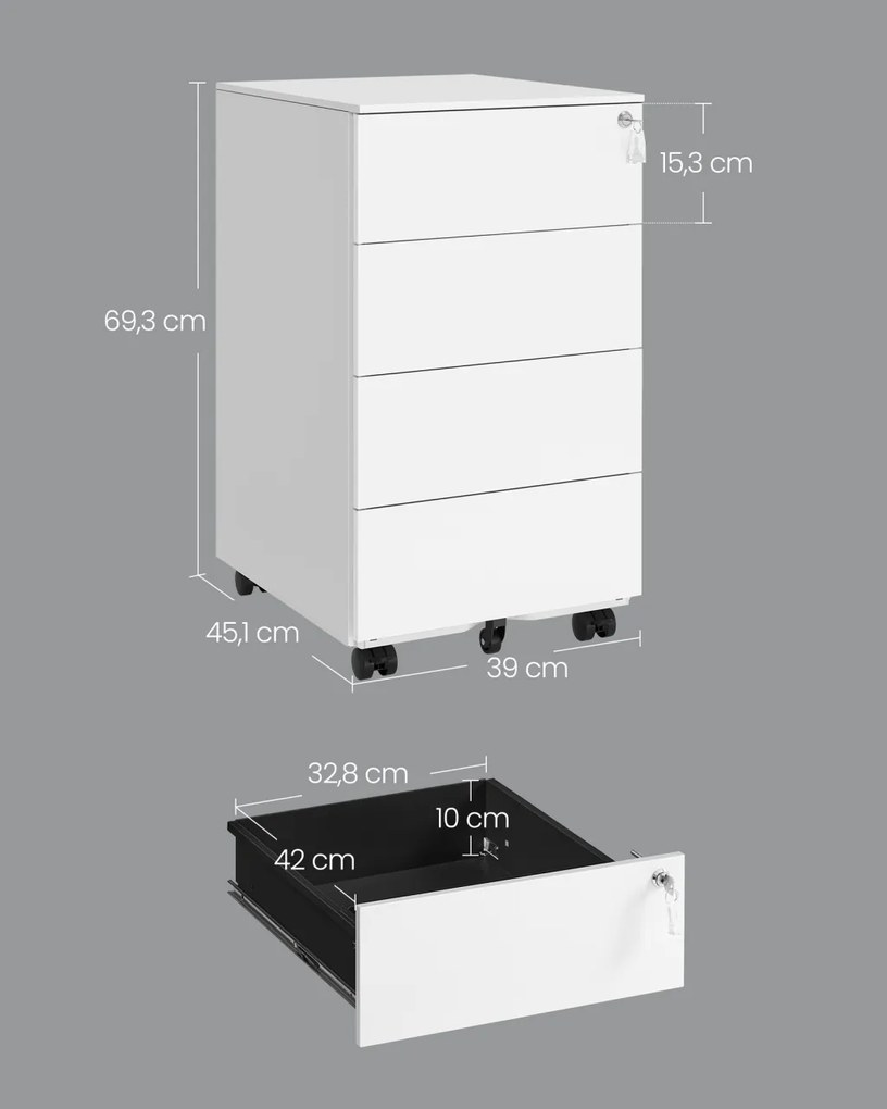 Fiset dulap birou Alb Songmics 39x45x69.4 cm