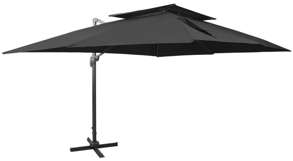 vidaXL Umbrelă în consolă cu înveliș dublu, negru, 400x300 cm