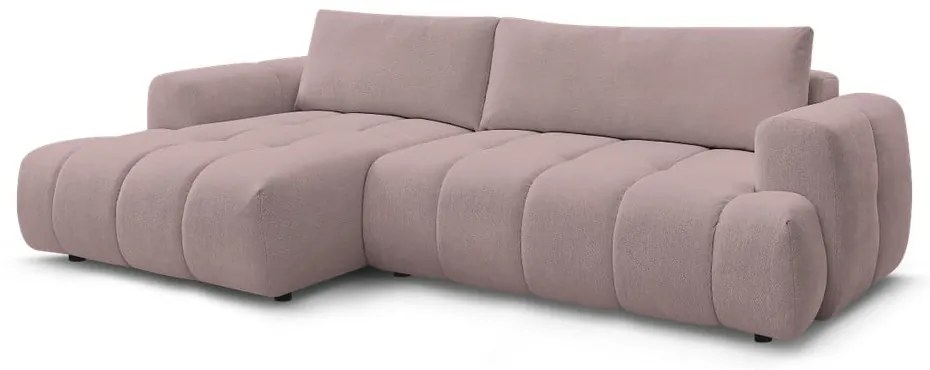 Colțar roz extensibil/cu spațiu de depozitare (cu colț pe partea stângă/cu șezlong) Fuji – Bobochic Paris