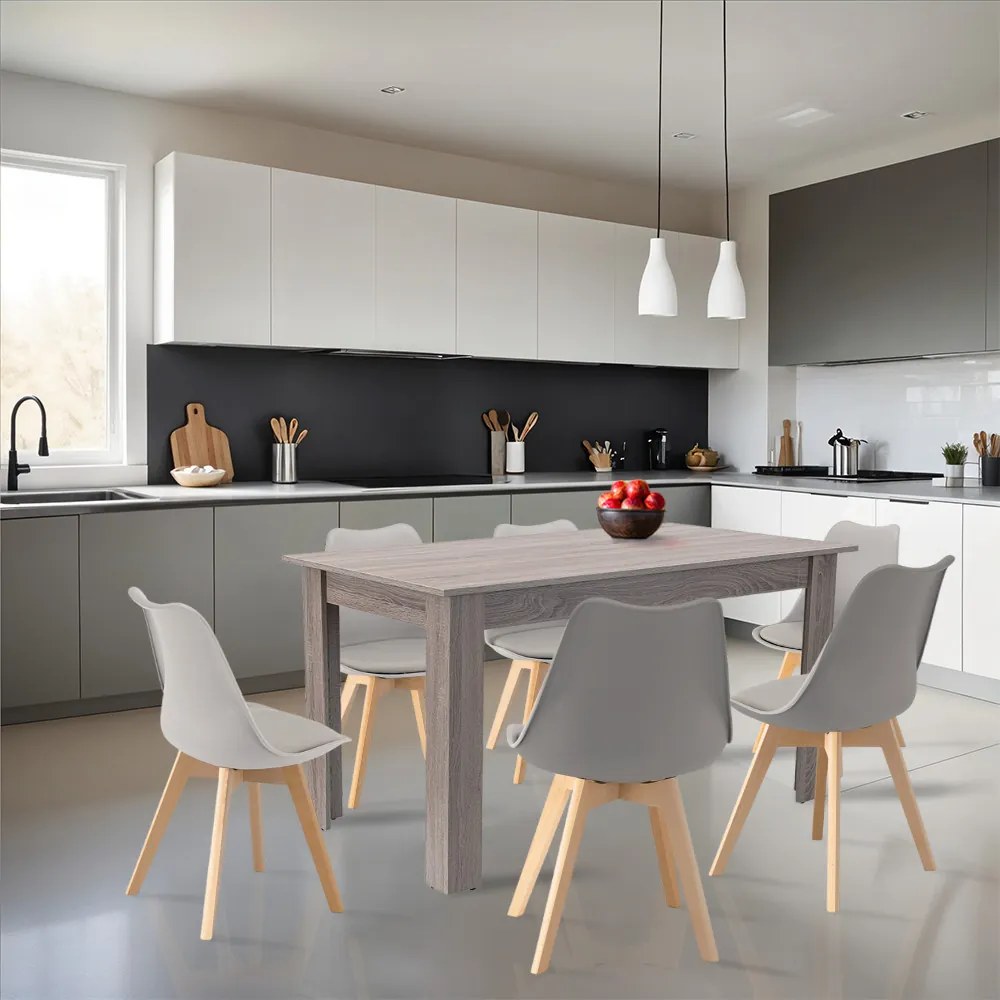 Set de masă Zara 6+1 gri-stejar York