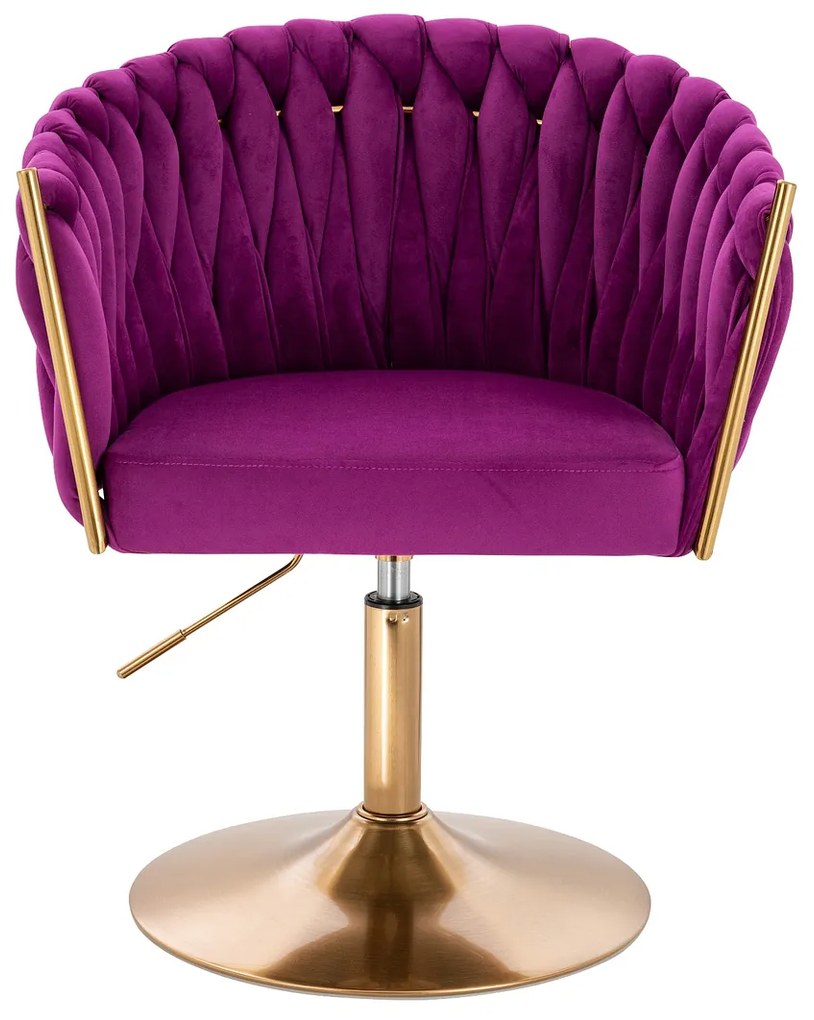 HR750N Scaun Fucsia din Catifea cu Bază Aurie