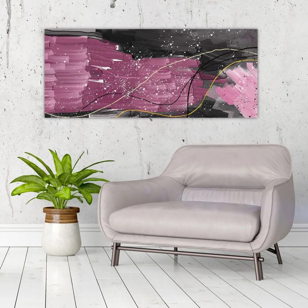 Tablou - Abstracție roz-roșu (120x50 cm)