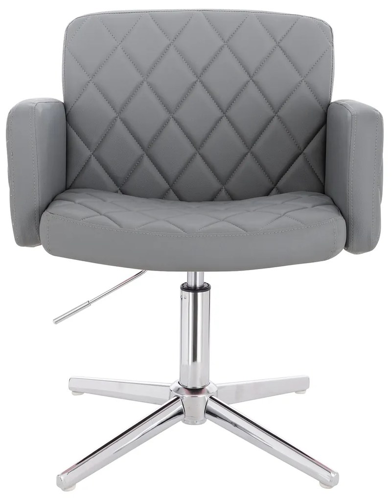 HR802CROSS Scaun Gri din Piele Ecologica cu Bază Cromata