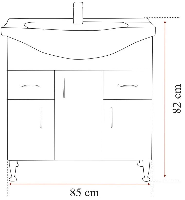 Mobilier complet de baie Bianca Prime 85, culoare Aida nuc