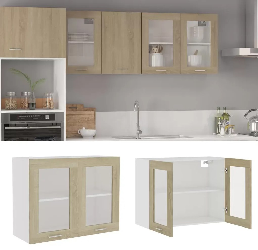 DULAP DE STICLA SUSPENDAT, STEJAR SONOMA