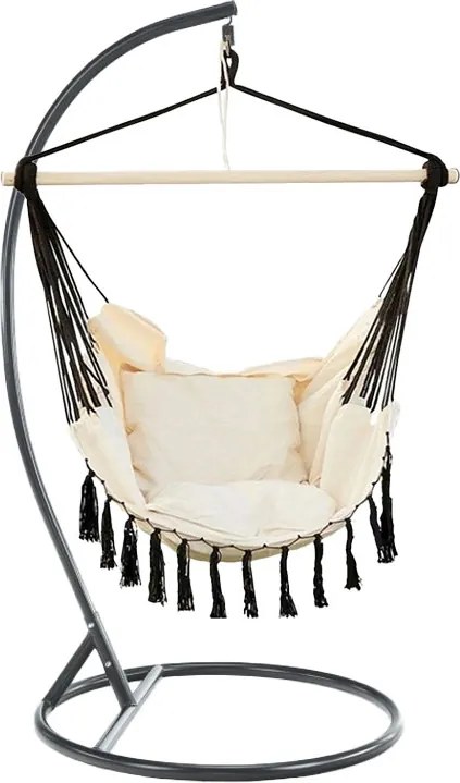 Scaun suspendat bej HANGO cu suport negru