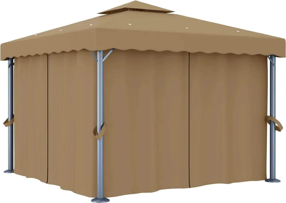 vidaXL Pavilion cu perdea, gri taupe, 3x3 m, aluminiu